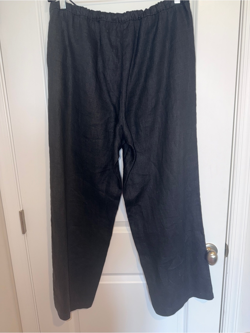 Anthropologie, Black Wide-Leg Linen Drawstring Pants, Black, L - Picture 6 of 7